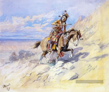 indien à cheval Charles Marion Russell Peinture à l'huile